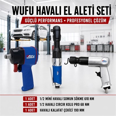 WUFU 1/2 Havalı Somun Sökme Havalı Cırcır Ve Havalı Kalafat Çekici Seti