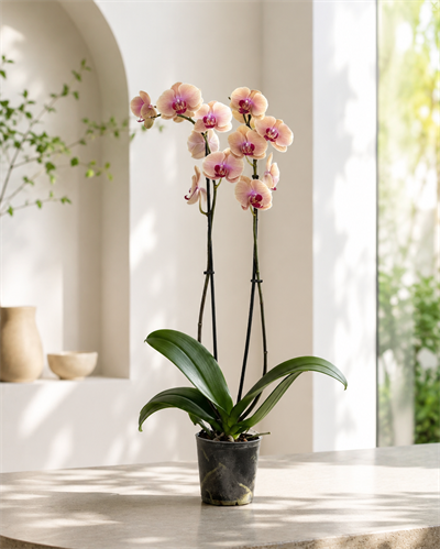 Mercan Renkli Orkide – Phalaenopsis – Çift Dal