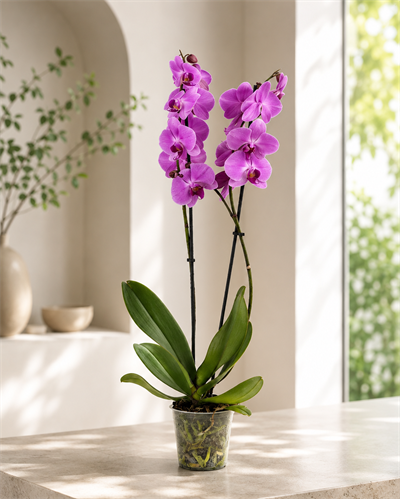 Mor Phalaenopsis Orkide – Çift Dal