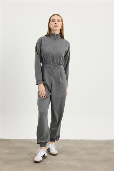 Antrasit Fermuar Detaylı Tulum