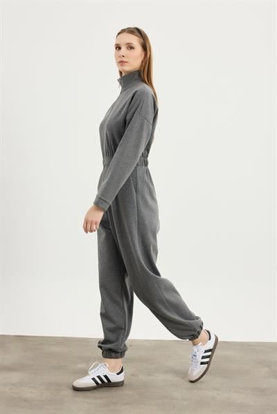 Antrasit Fermuar Detaylı Tulum