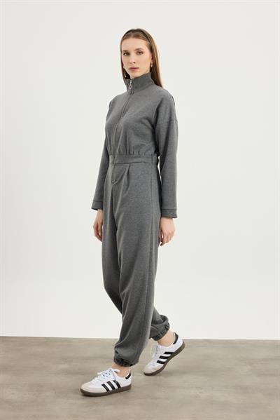 Antrasit Fermuar Detaylı Tulum