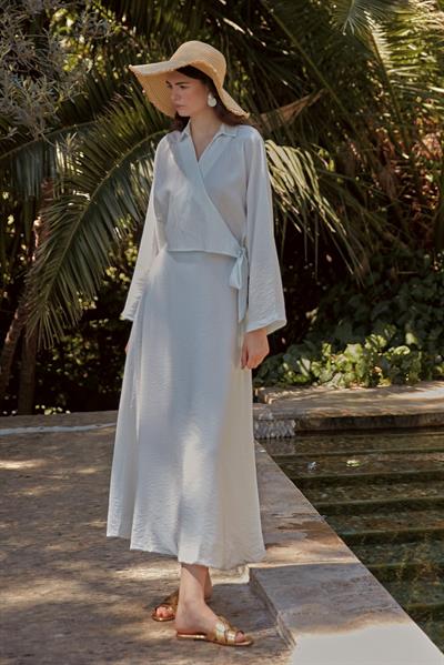 Beyaz Balon Etek Bambu Takım