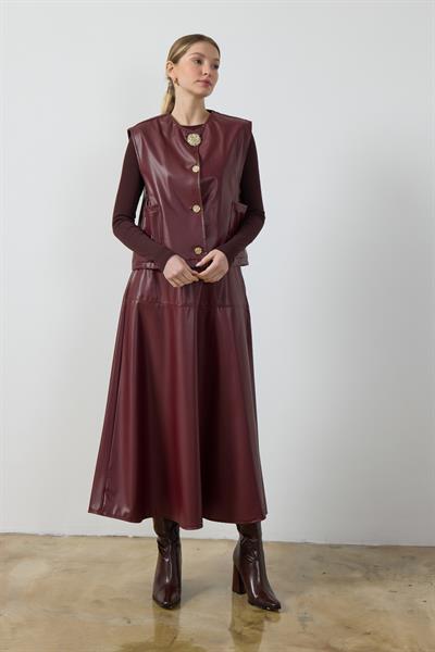 Bordo Deri Etek
