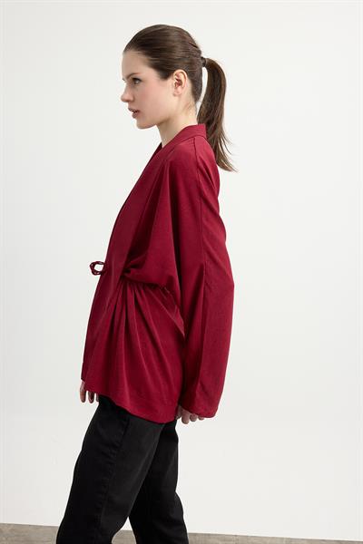 Bordo Kraşlı Kimono