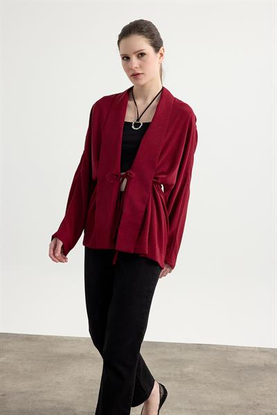 Bordo Kraşlı Kimono