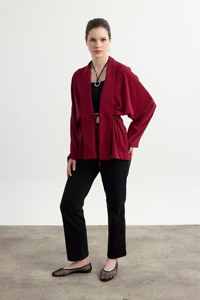 Bordo Kraşlı Kimono