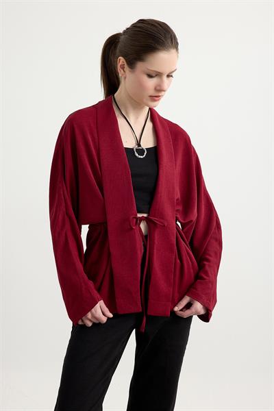 Bordo Kraşlı Kimono