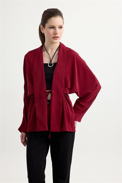 Bordo Kraşlı Kimono