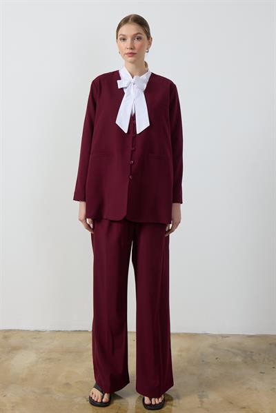 Bordo Wide Leg Pantolon