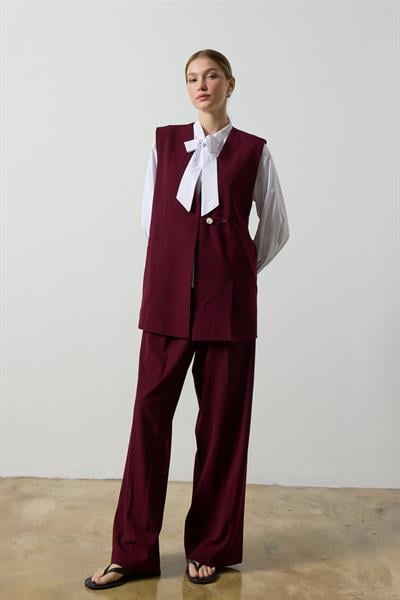 Bordo Wide Leg Pantolon