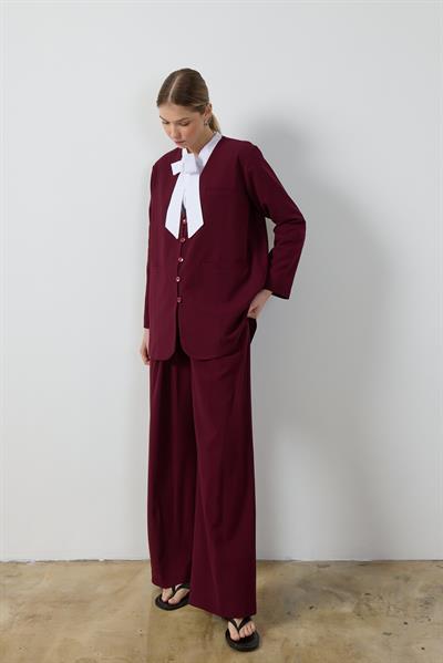 Bordo Wide Leg Pantolon