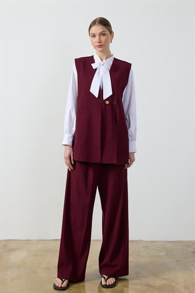 Bordo Wide Leg Pantolon