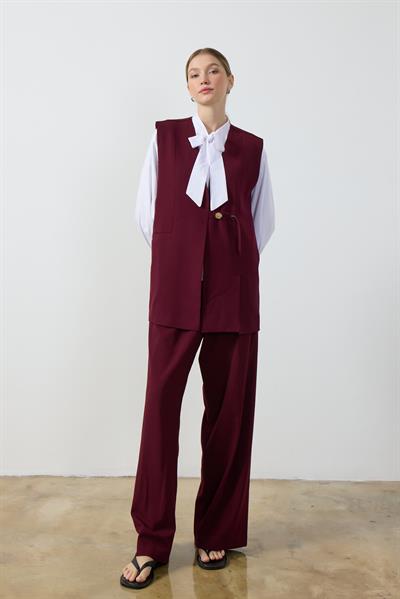 Bordo Wide Leg Pantolon