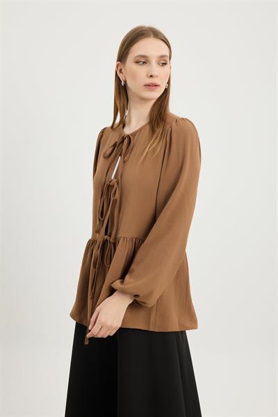 Camel Bağcıklı Ayrobin Tunik