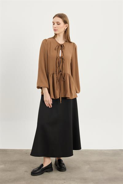 Camel Bağcıklı Ayrobin Tunik