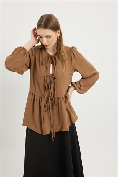 Camel Bağcıklı Ayrobin Tunik