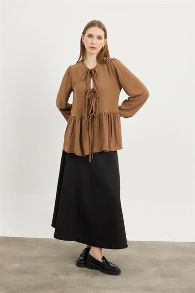 Camel Bağcıklı Ayrobin Tunik