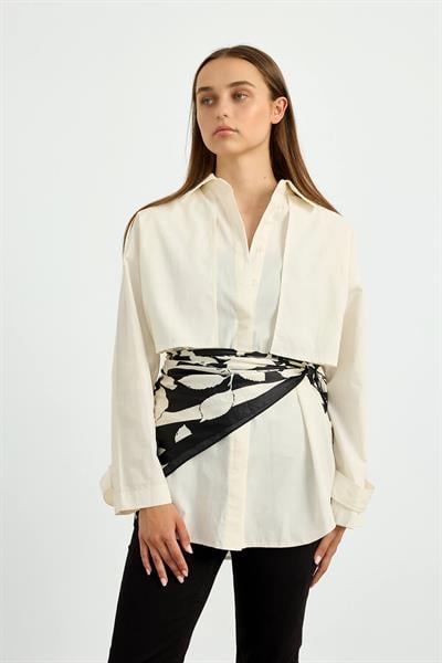 Ekru Rüzgarlık Detaylı Gömlek