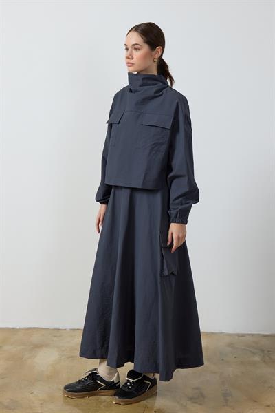 Füme Yaka Detaylı Paraşüt Sweat