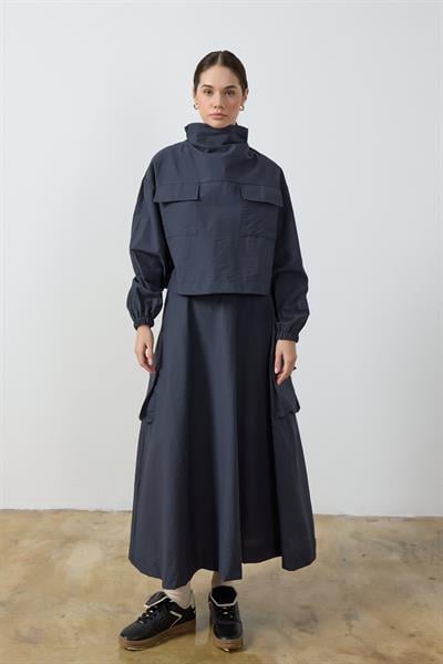 Füme Yaka Detaylı Paraşüt Sweat