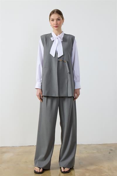 Gri Wide Leg Pantolon