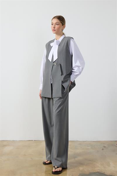 Gri Wide Leg Pantolon