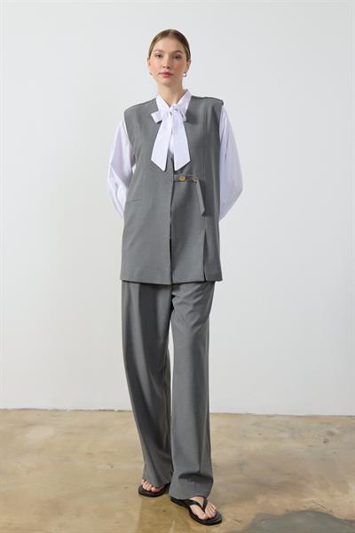 Gri Wide Leg Pantolon