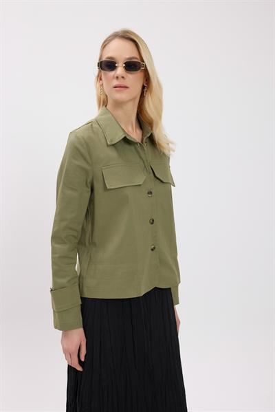 Haki Kanvas Ceket Gömlek