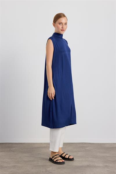 İndigo Sıfır Kol Balıkçı Yaka Body 105cm