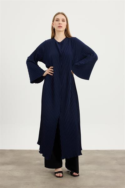 Lacivert Pilise Detaylı Abaya