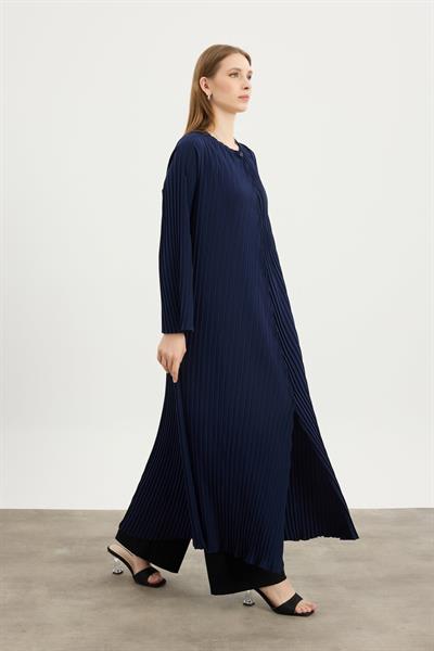 Lacivert Pilise Detaylı Abaya