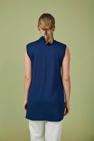 Lacivert Sıfır Kol Balıkçı Yaka Body 68cm