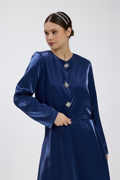 Lacivert Vatkalı Etek Takım