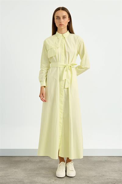 Sarı Poplin Trenç Elbise