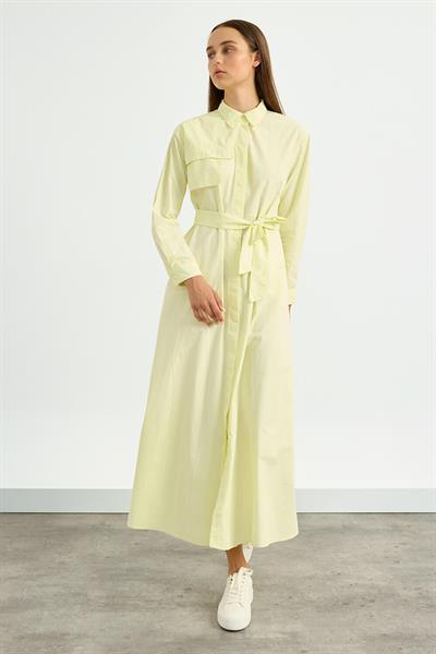 Sarı Poplin Trenç Elbise