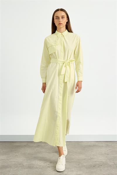 Sarı Poplin Trenç Elbise