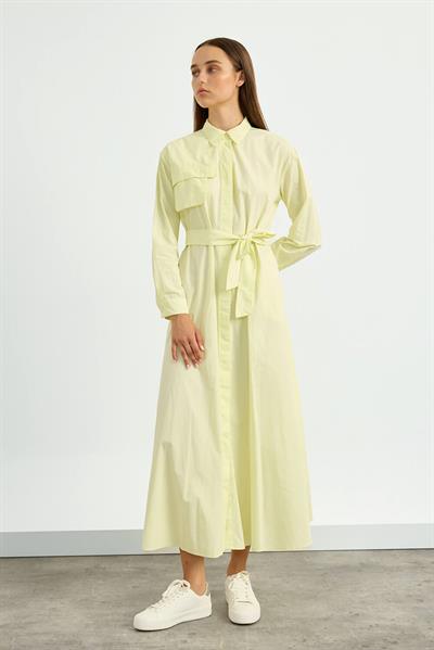 Sarı Poplin Trenç Elbise
