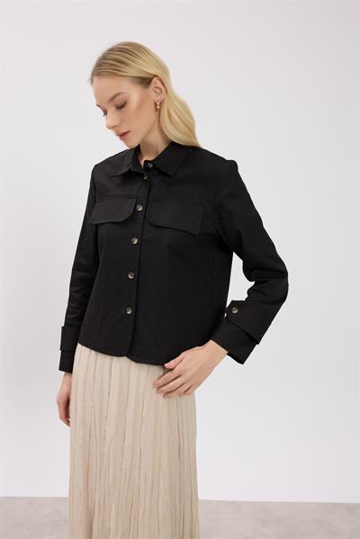 Siyah Kanvas Ceket Gömlek