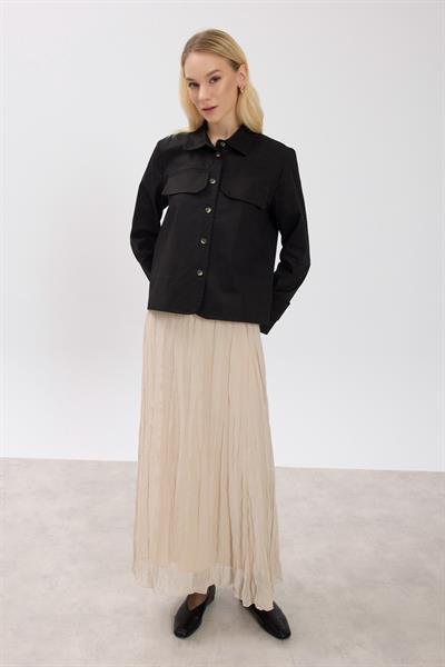 Siyah Kanvas Ceket Gömlek