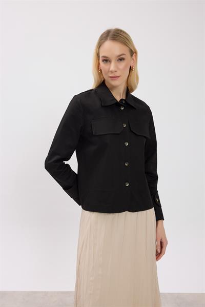 Siyah Kanvas Ceket Gömlek