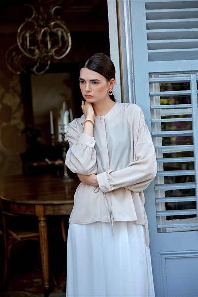 Vizon Biyeli Krep Gömlek