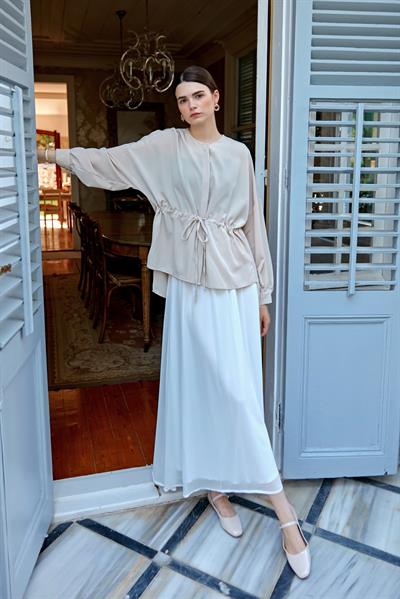 Vizon Biyeli Krep Gömlek