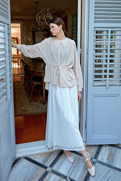 Vizon Biyeli Krep Gömlek