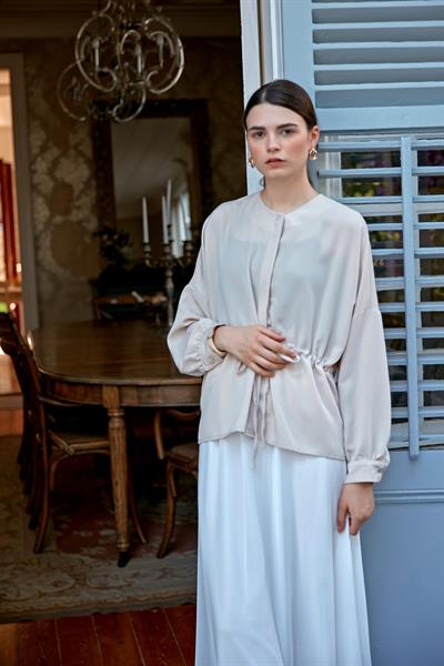 Vizon Biyeli Krep Gömlek