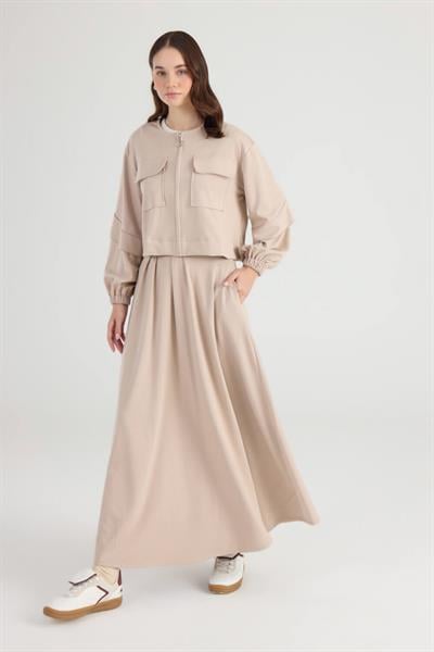 Vizon Cep Detaylı Ceket Etek Takım