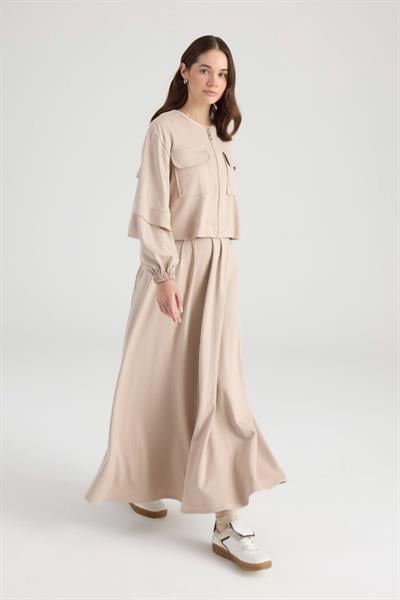 Vizon Cep Detaylı Ceket Etek Takım