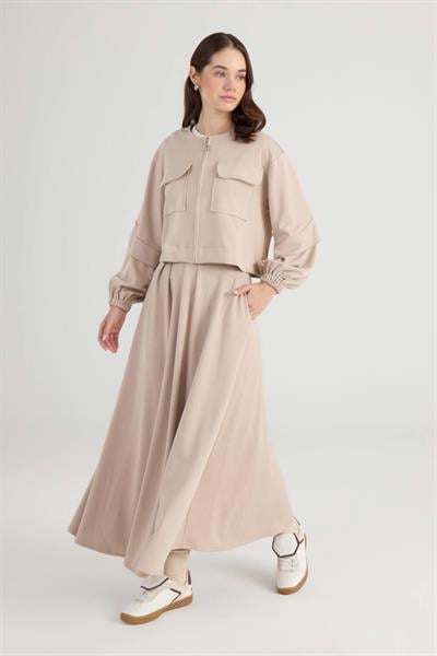 Vizon Cep Detaylı Ceket Etek Takım