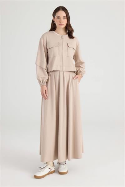 Vizon Cep Detaylı Ceket Etek Takım