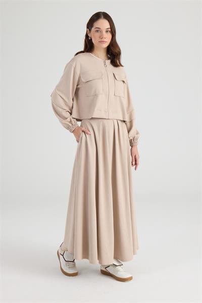 Vizon Cep Detaylı Ceket Etek Takım